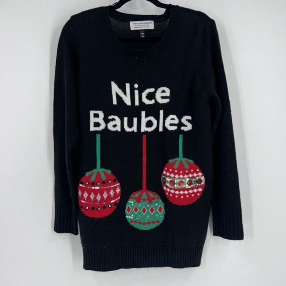 Tiara International Christmas Collection Nice Baubles Ugly Sweater Size Large